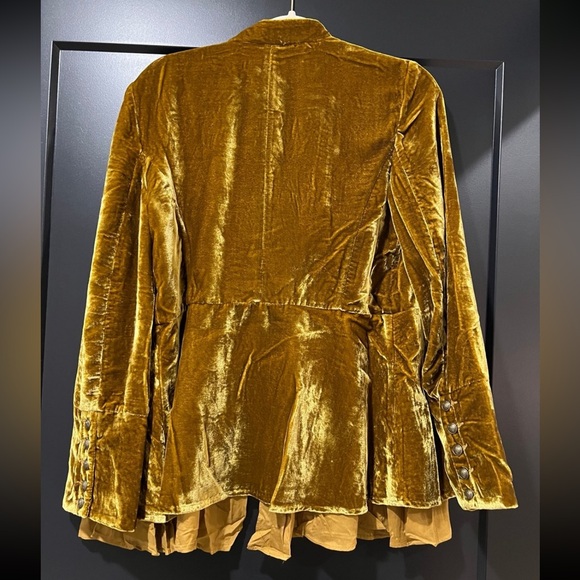 Free People Faye Velvet Moto Jacket Gold Mustard S | BNWT $228 - Picture 7 of 8